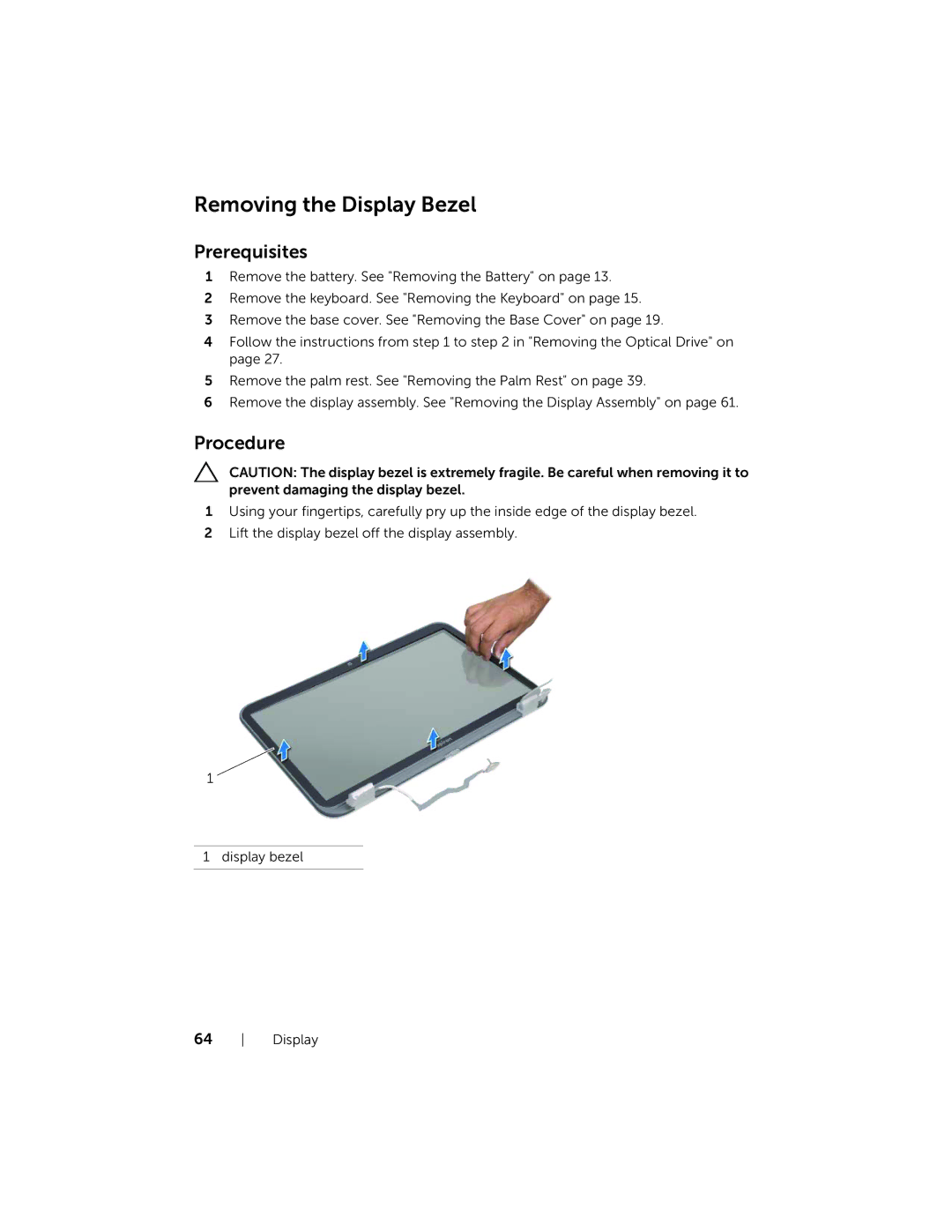 Dell 17R-5720, 17R-7720 owner manual Removing the Display Bezel 