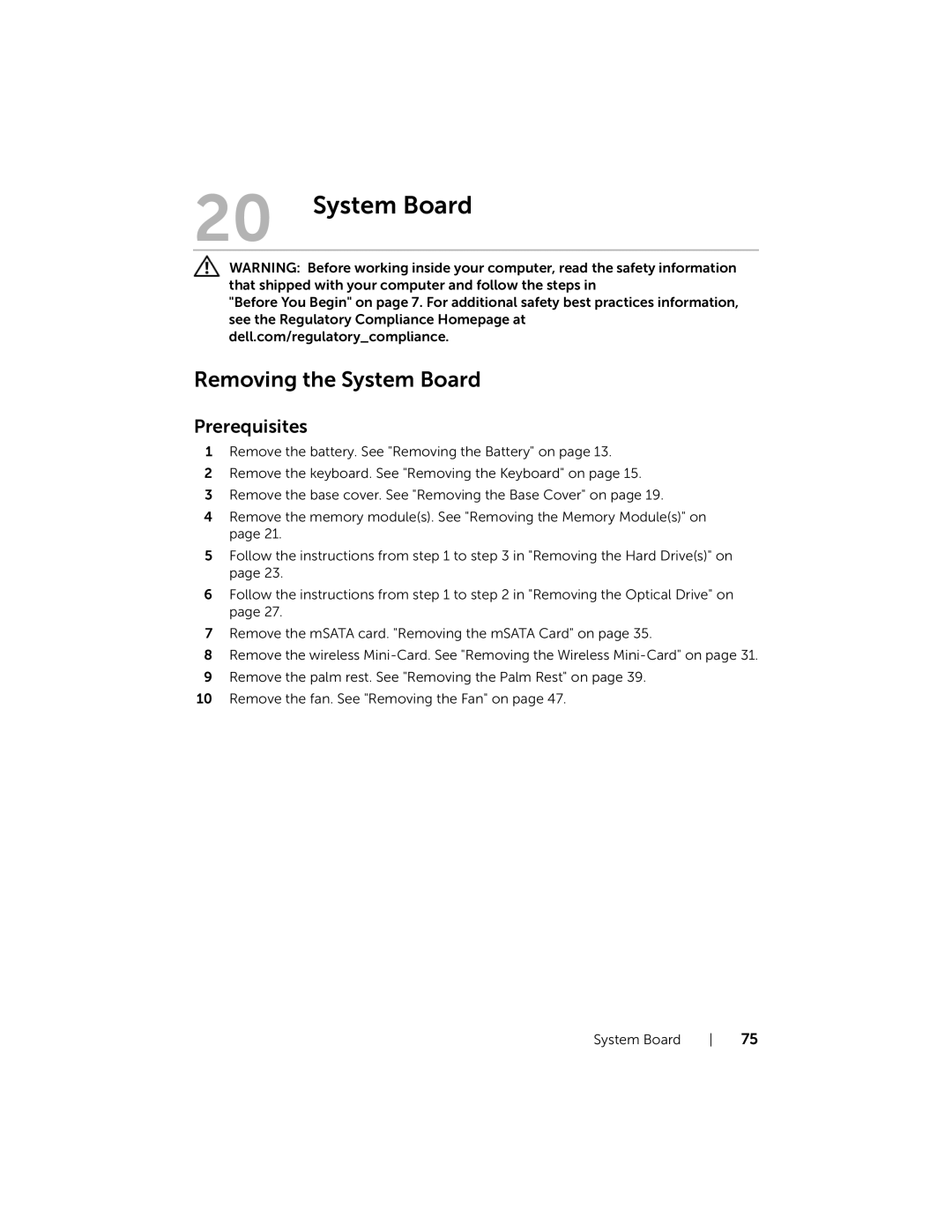 Dell 17R-7720, 17R-5720 owner manual Removing the System Board 