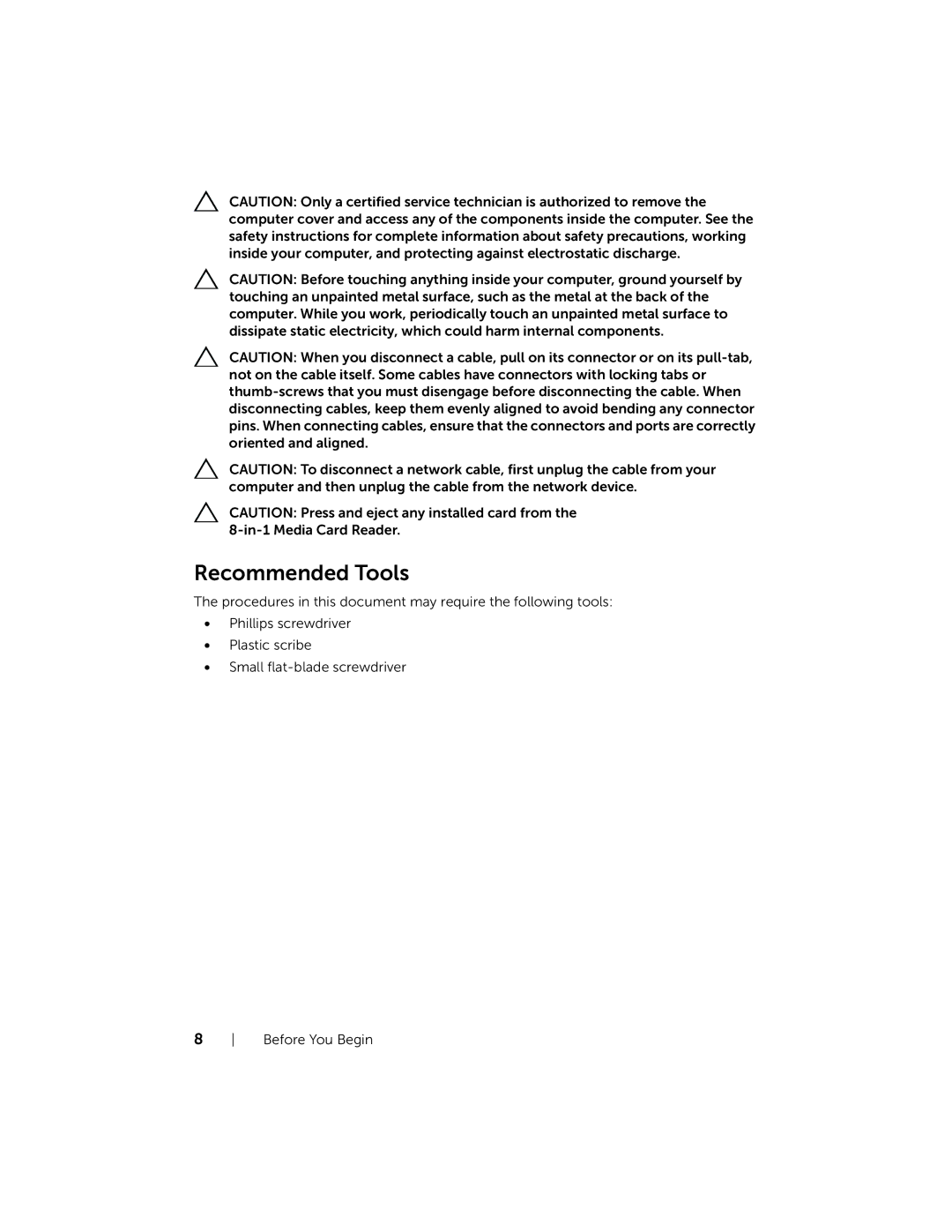 Dell 17R-5720, 17R-7720 owner manual Recommended Tools 