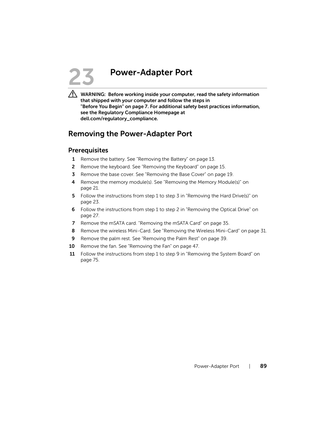 Dell 17R-7720, 17R-5720 owner manual Removing the Power-Adapter Port 