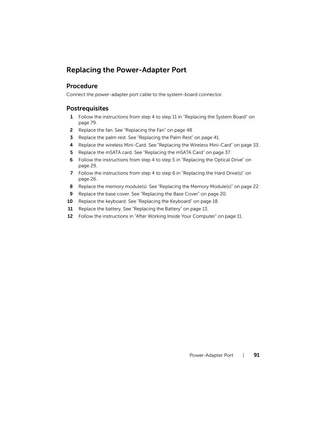 Dell 17R-7720, 17R-5720 owner manual Replacing the Power-Adapter Port 