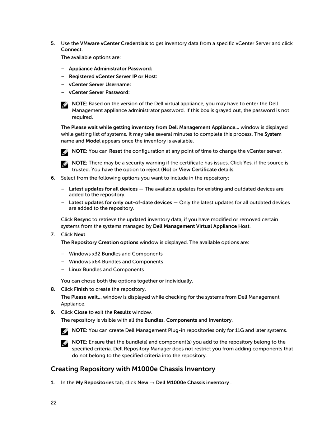 Dell 1.8 manual Creating Repository with M1000e Chassis Inventory 