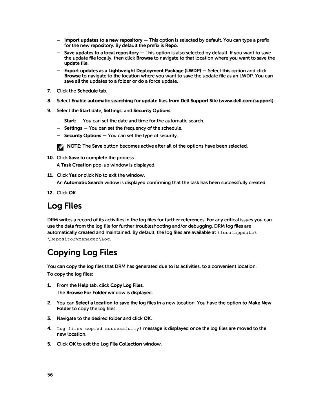 Dell 1.8 manual Copying Log Files 