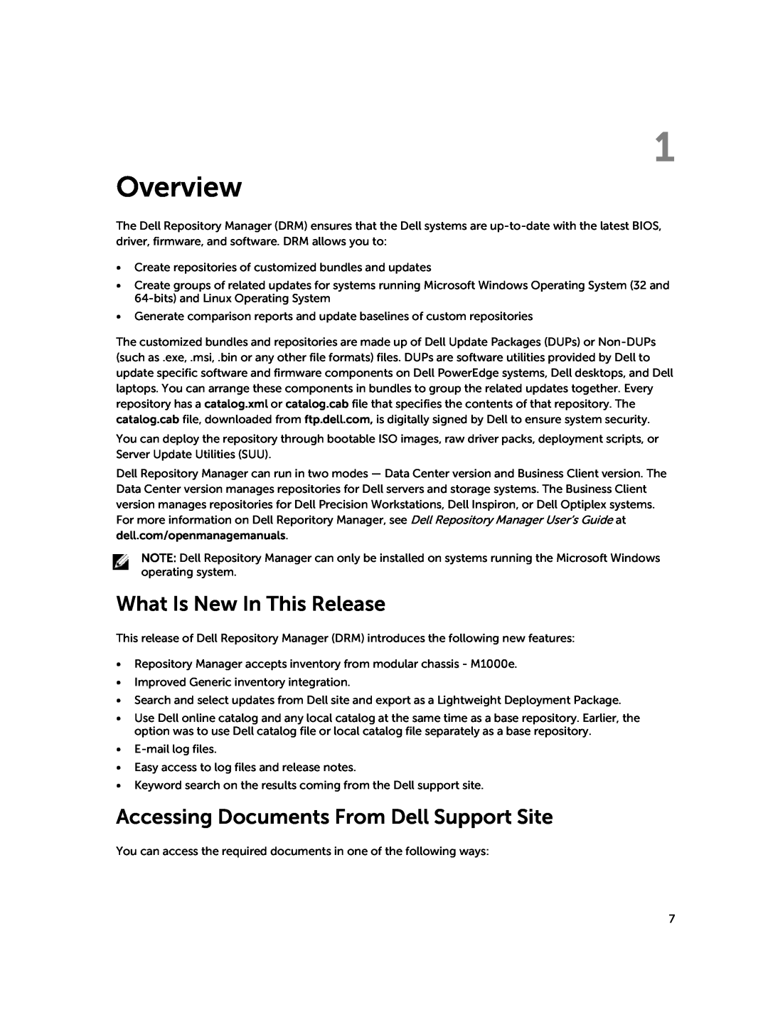 Dell 1.8 manual Overview, What Is New In This Release, Accessing Documents From Dell Support Site 