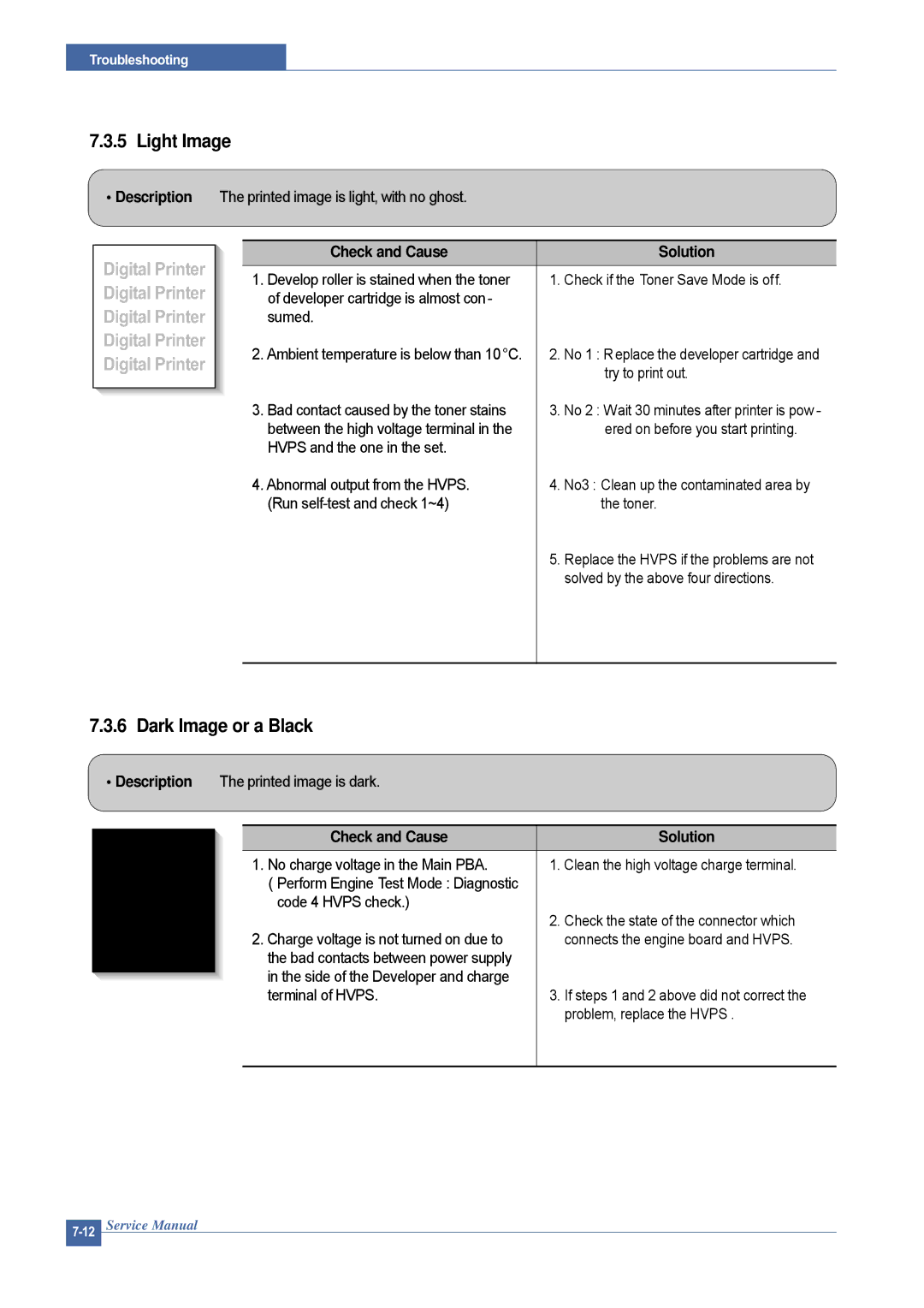 Dell 1815DN service manual Light Image, Dark Image or a Black 