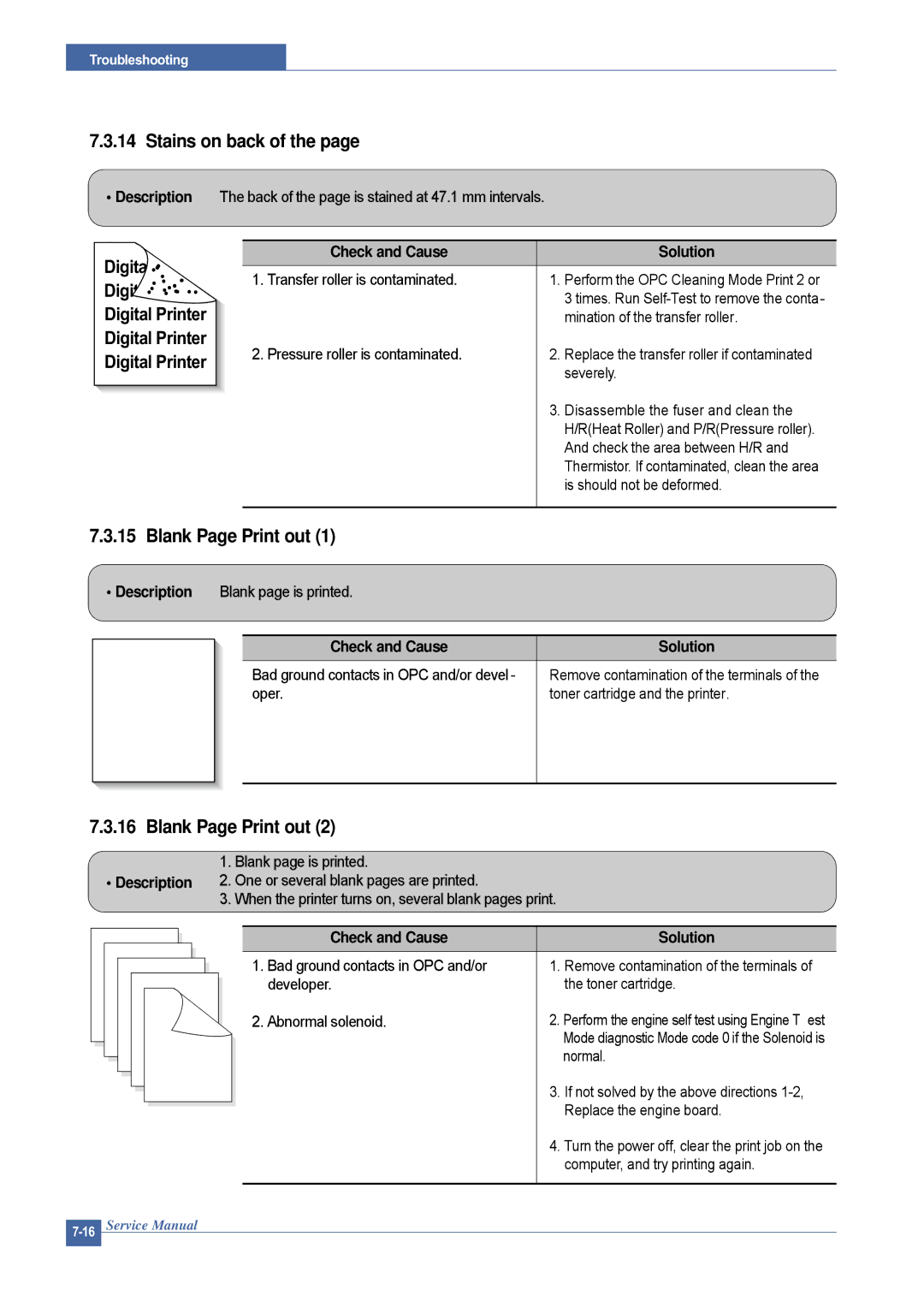 Dell 1815DN service manual Stains on back, Blank Page Print out 