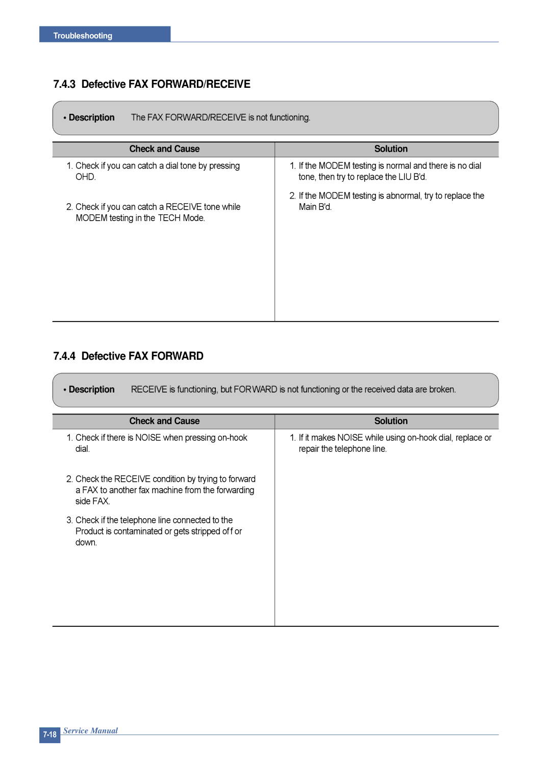 Dell 1815DN service manual Defective FAX FORWARD/RECEIVE, Defective FAX Forward 