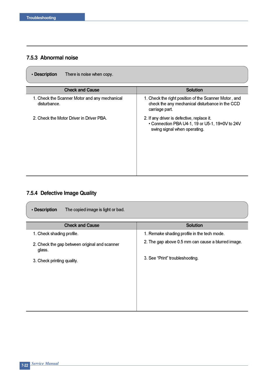 Dell 1815DN service manual Abnormal noise, Defective Image Quality 