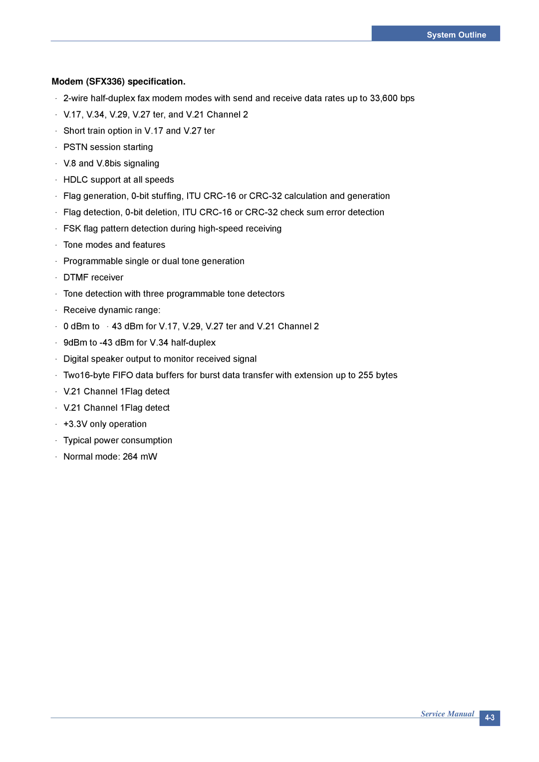 Dell 1815DN service manual Modem SFX336 specification 