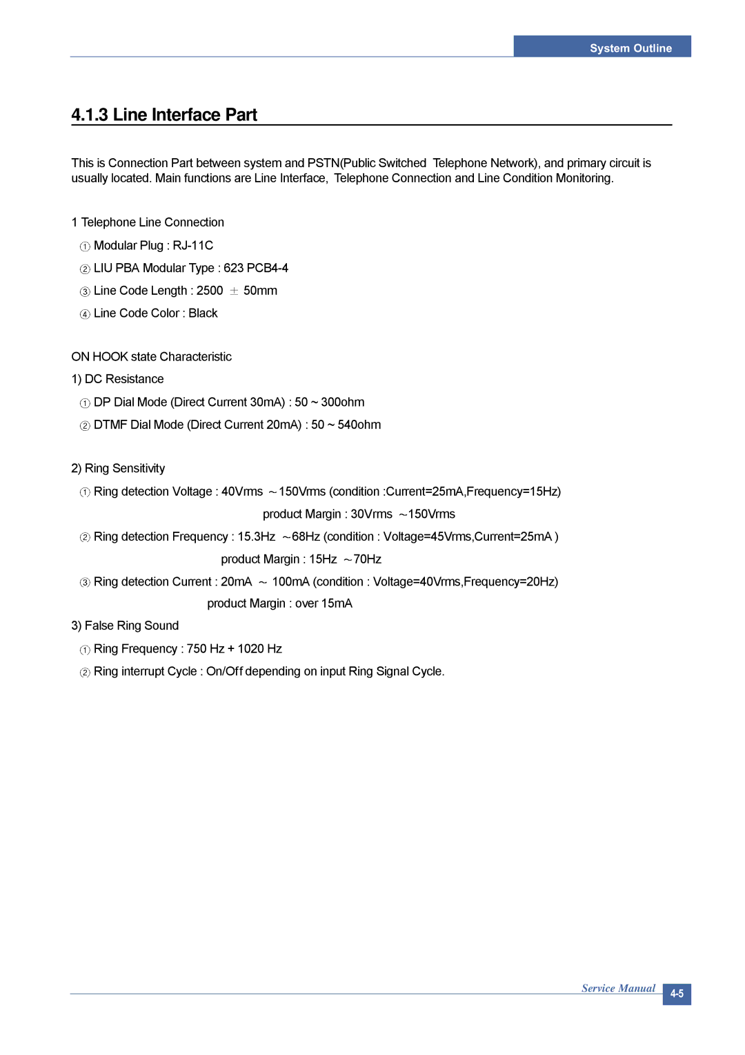 Dell 1815DN service manual Line Interface Part, Ring Sensitivity 