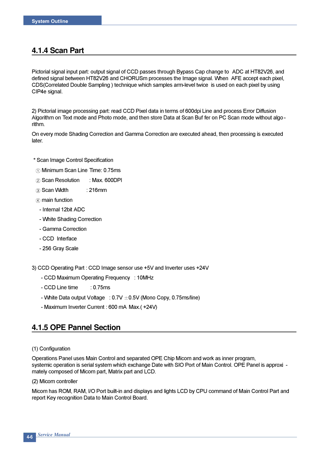 Dell 1815DN service manual Scan Part, OPE Pannel Section 