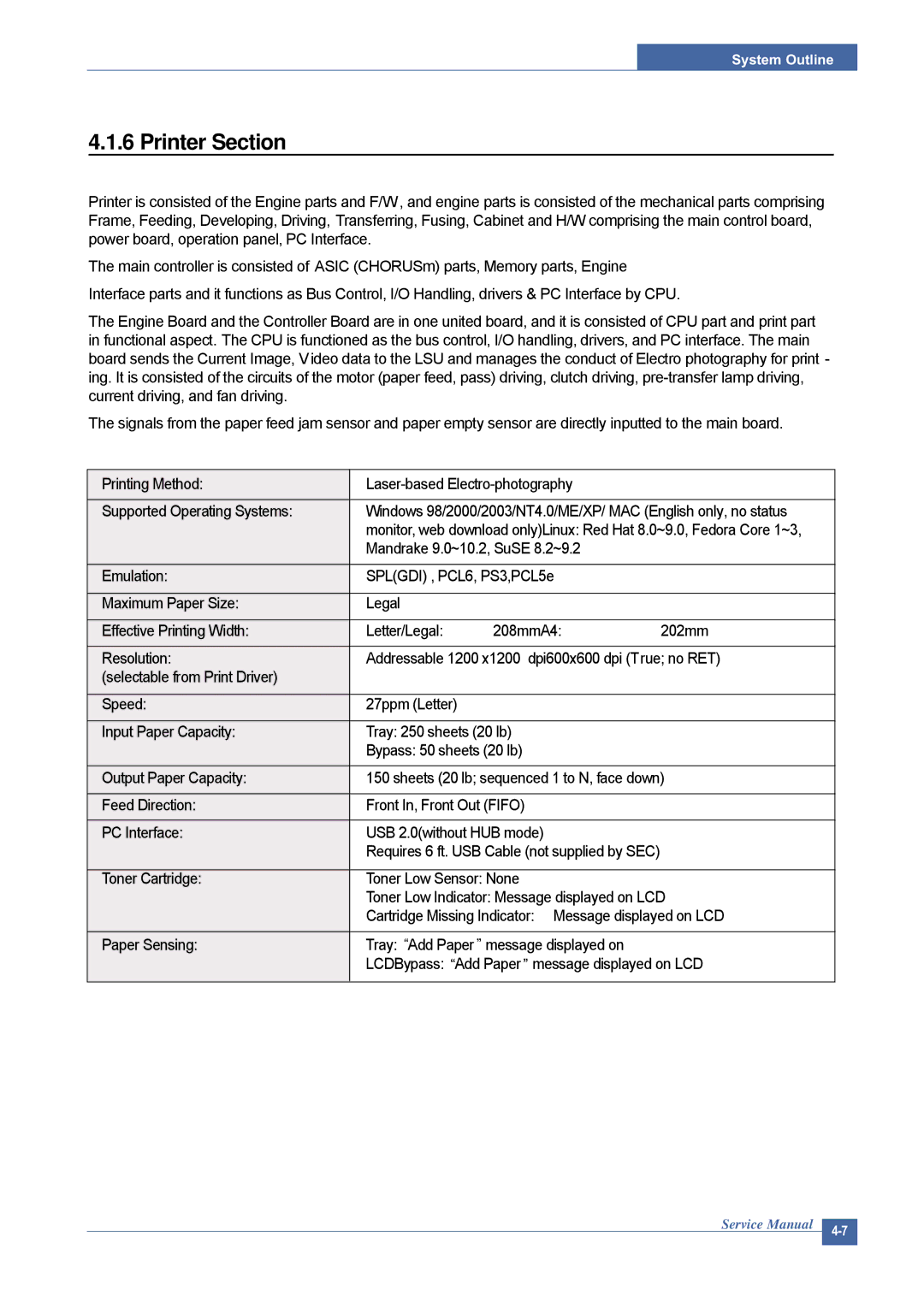 Dell 1815DN service manual Printer Section 