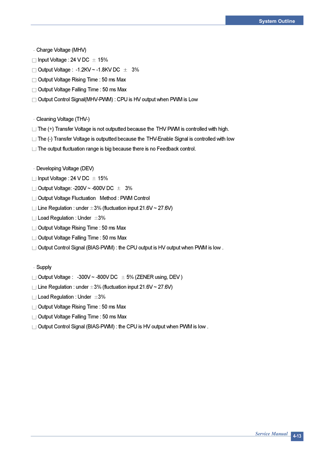 Dell 1815DN service manual 15%, Output Voltage Fluctuation Method PWM Control, Line Regulation under 