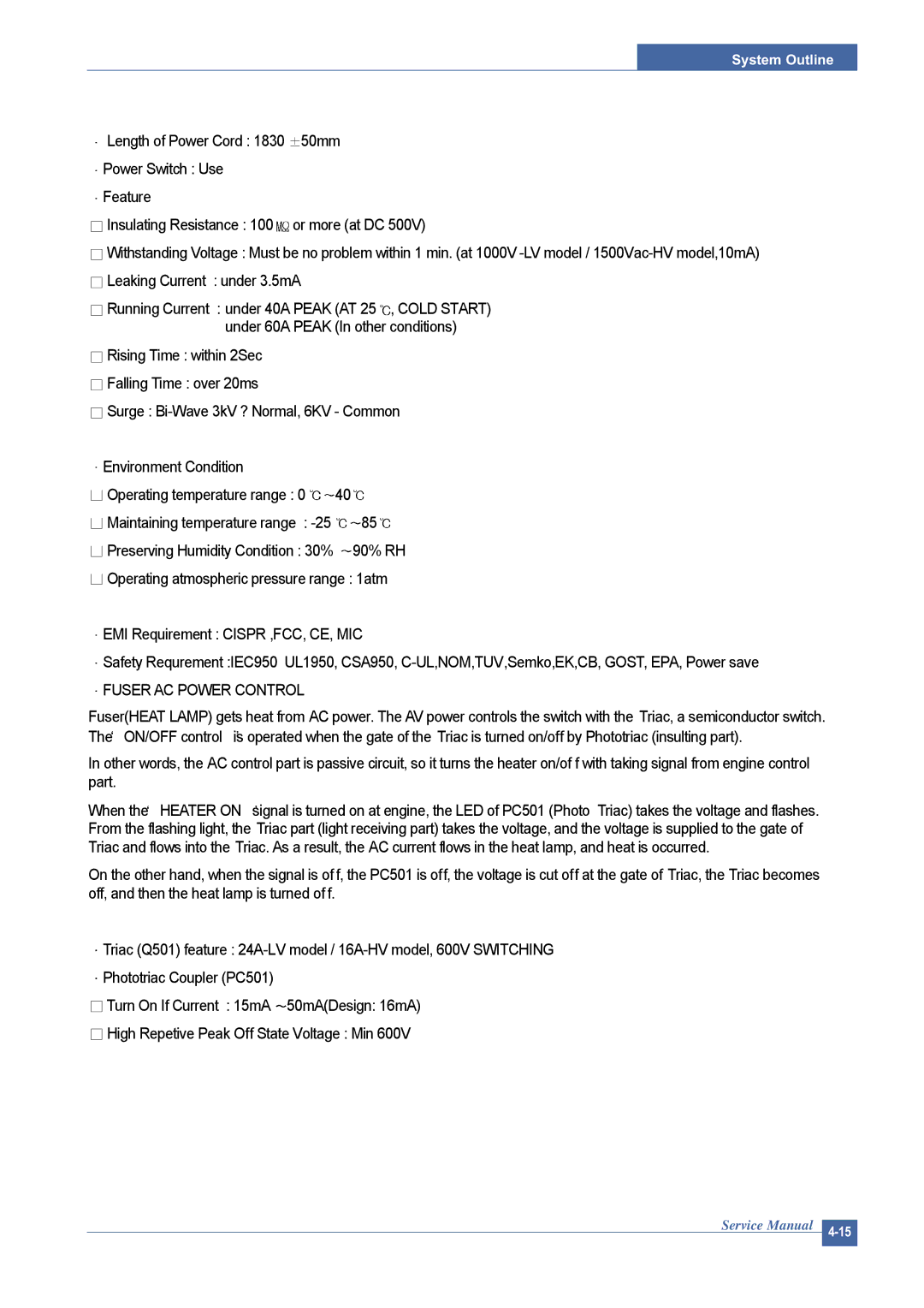 Dell 1815DN service manual Fuser AC Power Control 