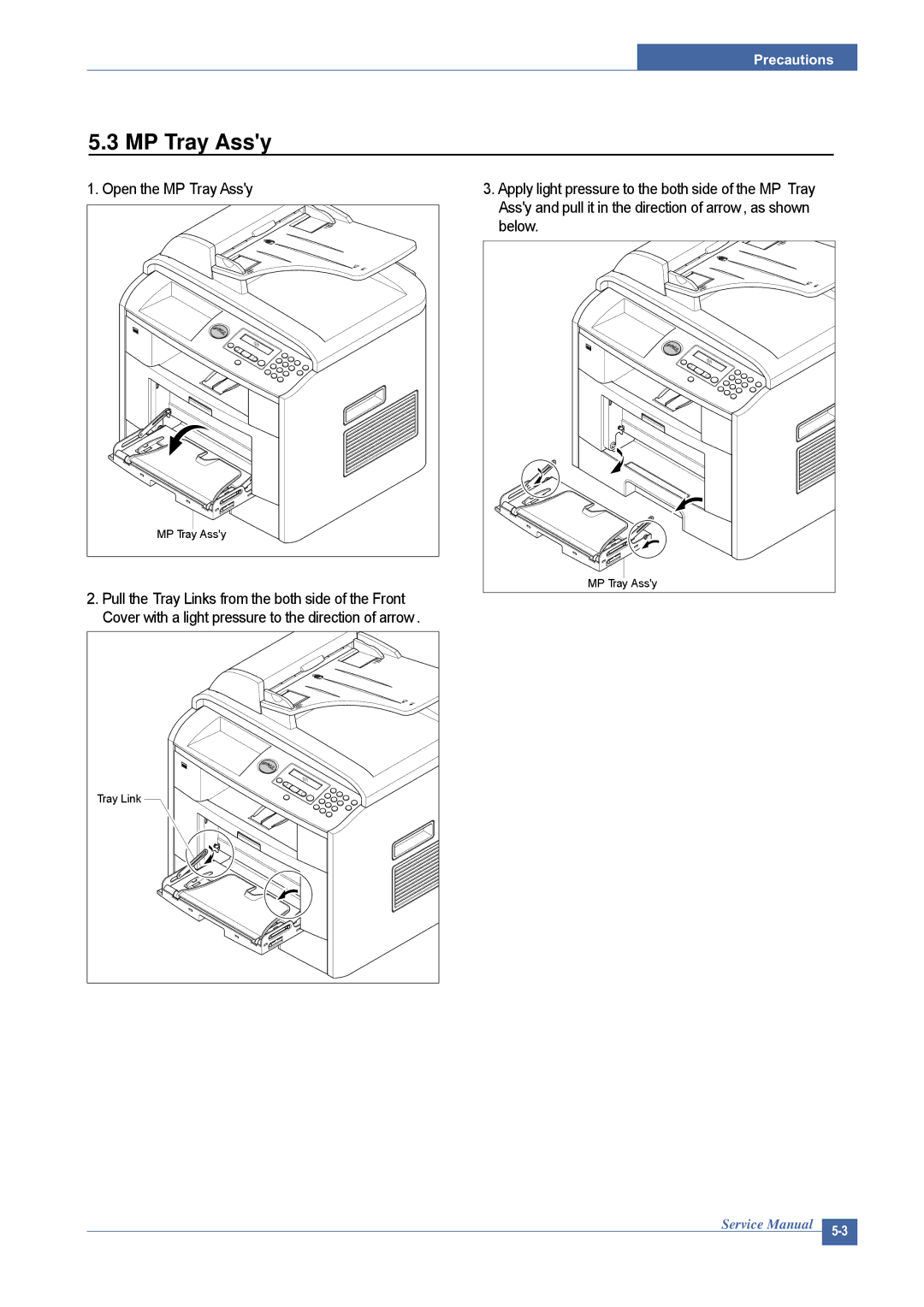 Dell 1815DN service manual Open the MP Tray Assy 