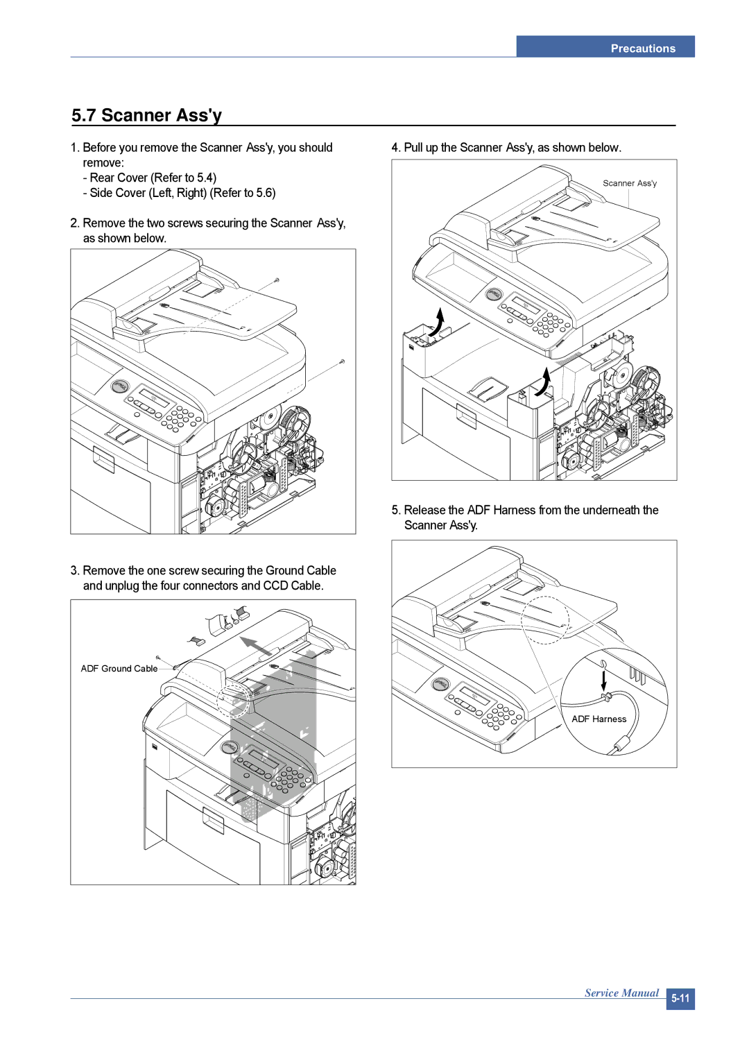 Dell 1815DN service manual Pull up the Scanner Assy, as shown below 