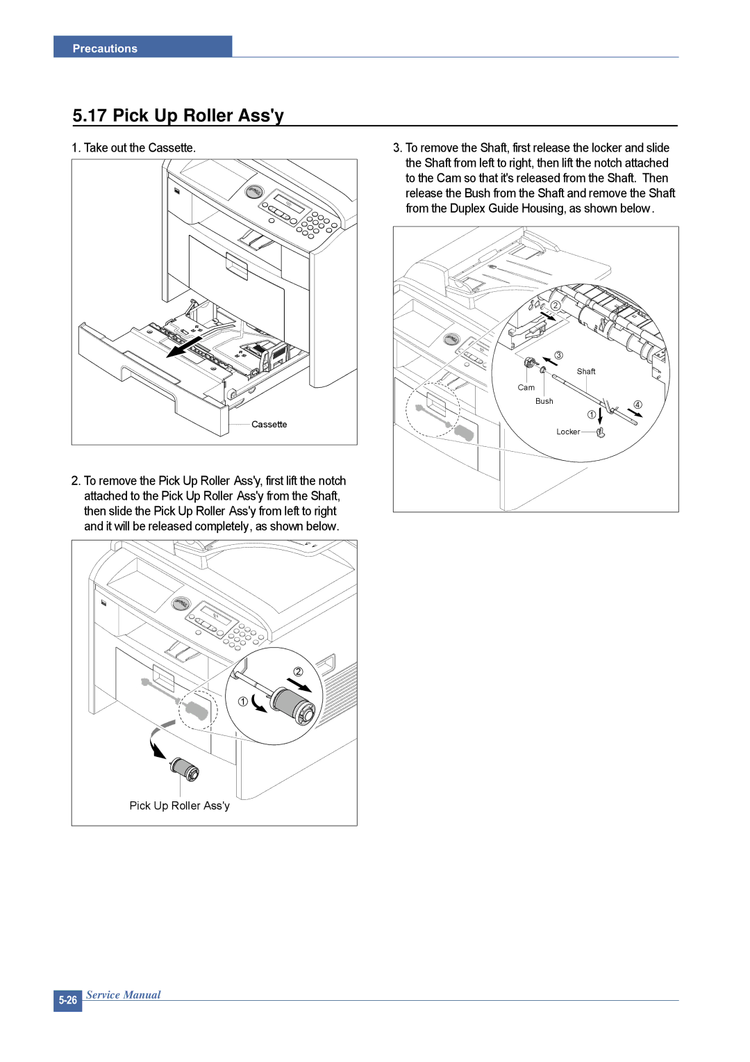 Dell 1815DN service manual Pick Up Roller Assy, Take out the Cassette 