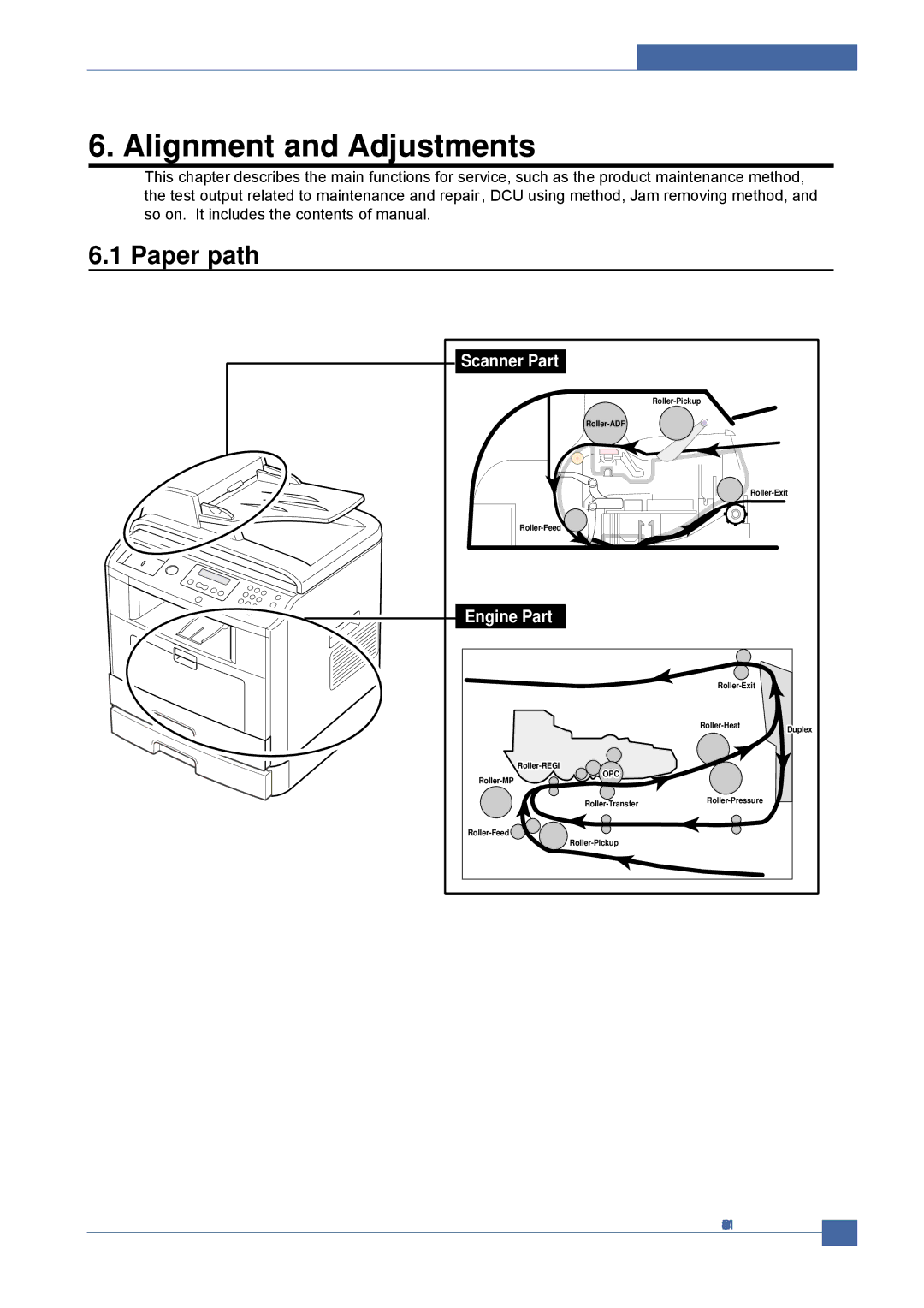 Dell 1815DN service manual Alignment and Adjustments, Paper path 