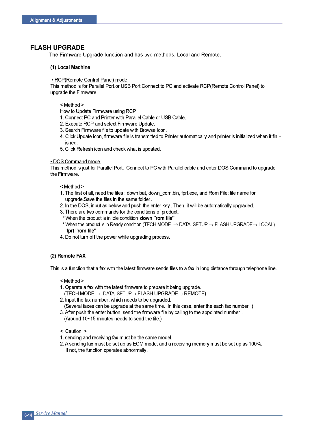 Dell 1815DN service manual Local Machine, Fprt rom file, Do not turn off the power while upgrading process, Remote FAX 