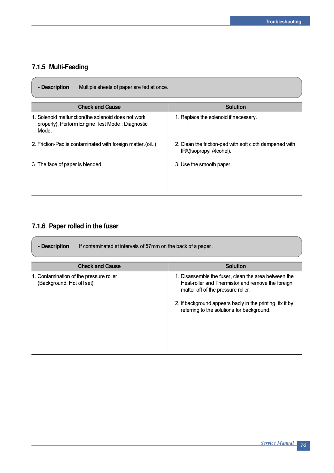 Dell 1815DN service manual Multi-Feeding, Paper rolled in the fuser 