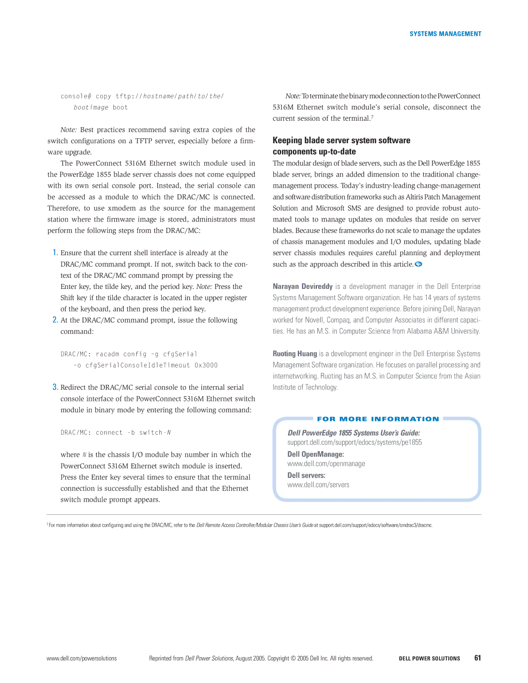 Dell 1855 manual Keeping blade server system software components up-to-date 