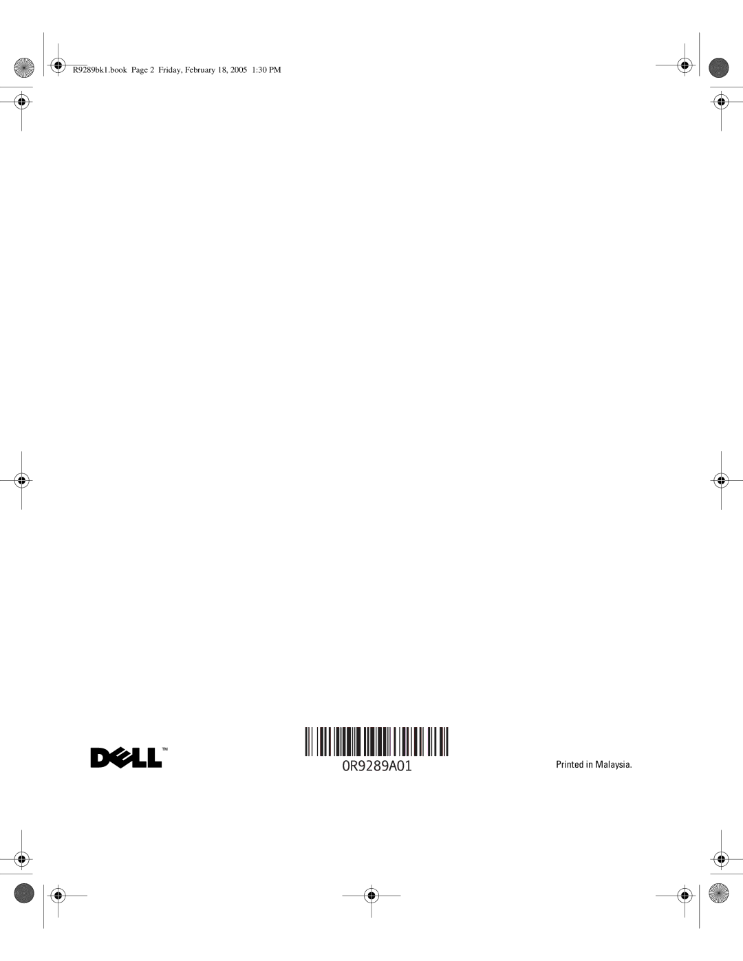 Dell 1855 manual R9289bk1.book Page 2 Friday, February 18, 2005 130 PM 