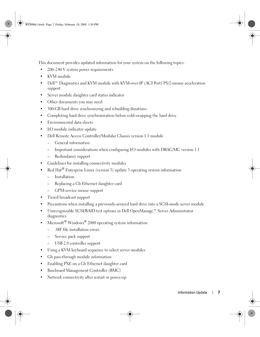 Dell 1855 manual Information Update 