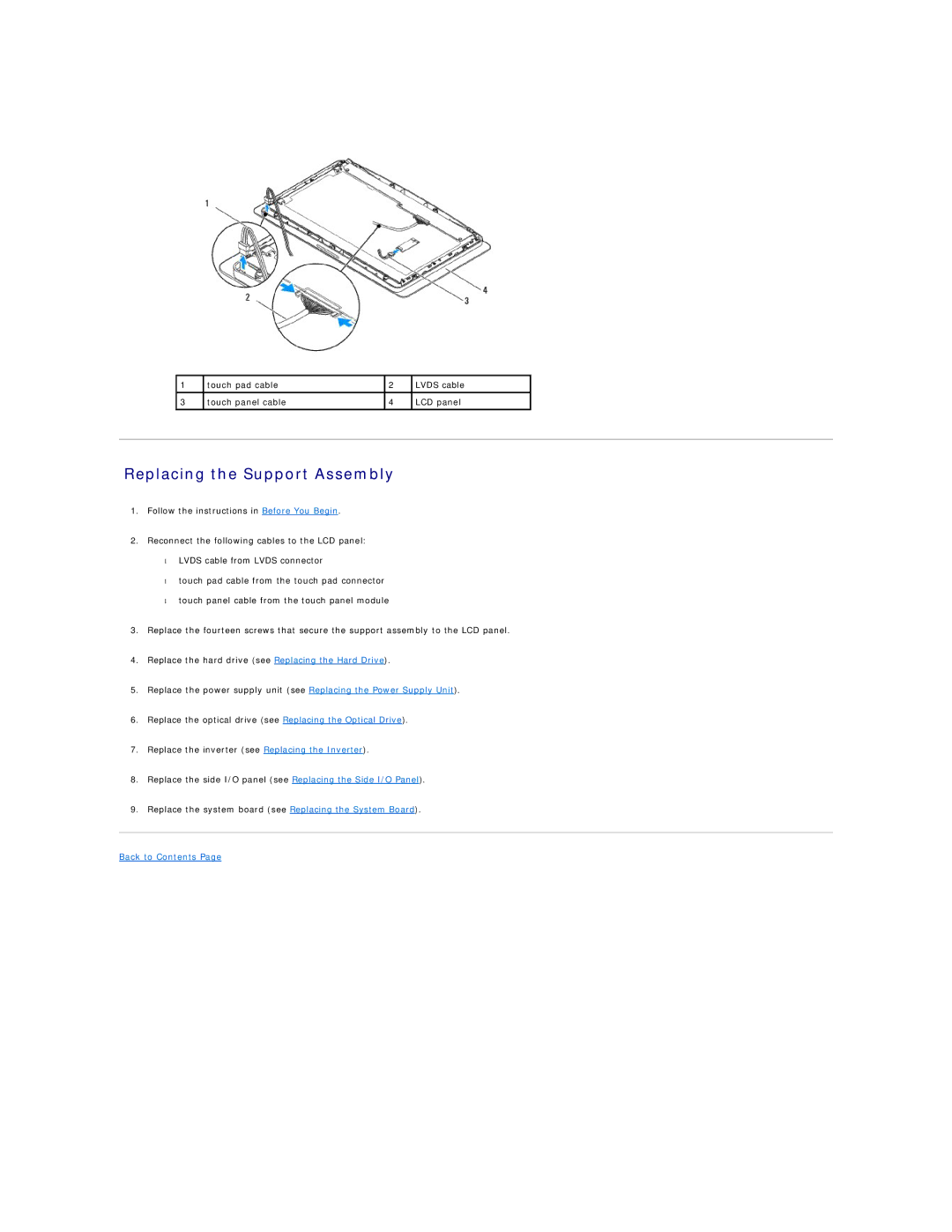 Dell 19/1909 service manual Replacing the Support Assembly 