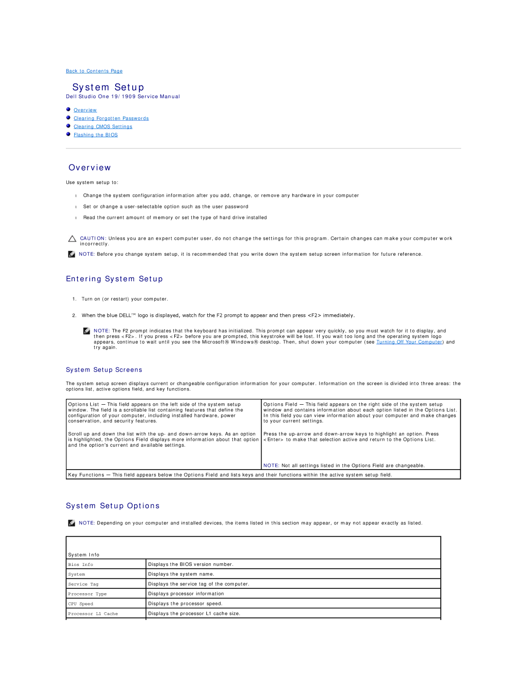 Dell 19/1909 service manual System Setup, Overview 