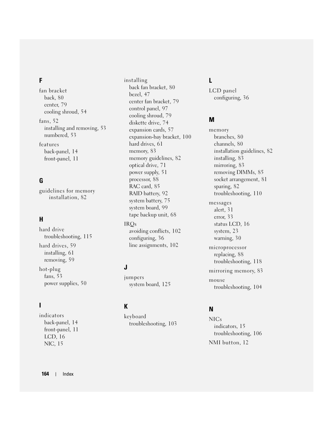 Dell 1900 owner manual Index 