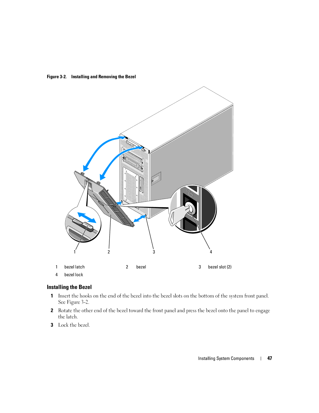 Dell 1900 owner manual Installing the Bezel 