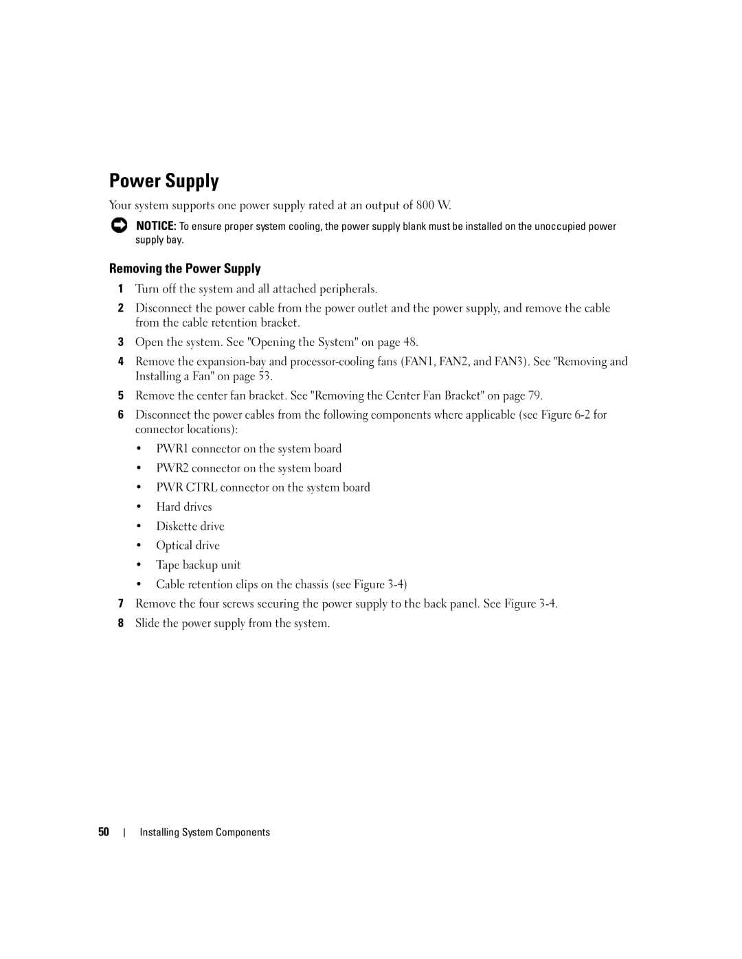 Dell 1900 owner manual Removing the Power Supply 