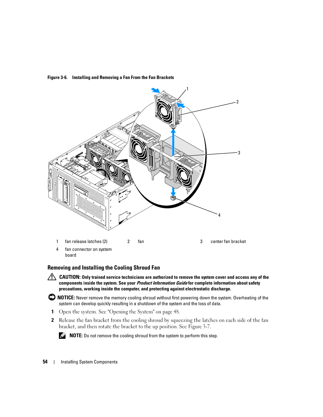 Dell 1900 owner manual Removing and Installing the Cooling Shroud Fan, Fan connector on system board 