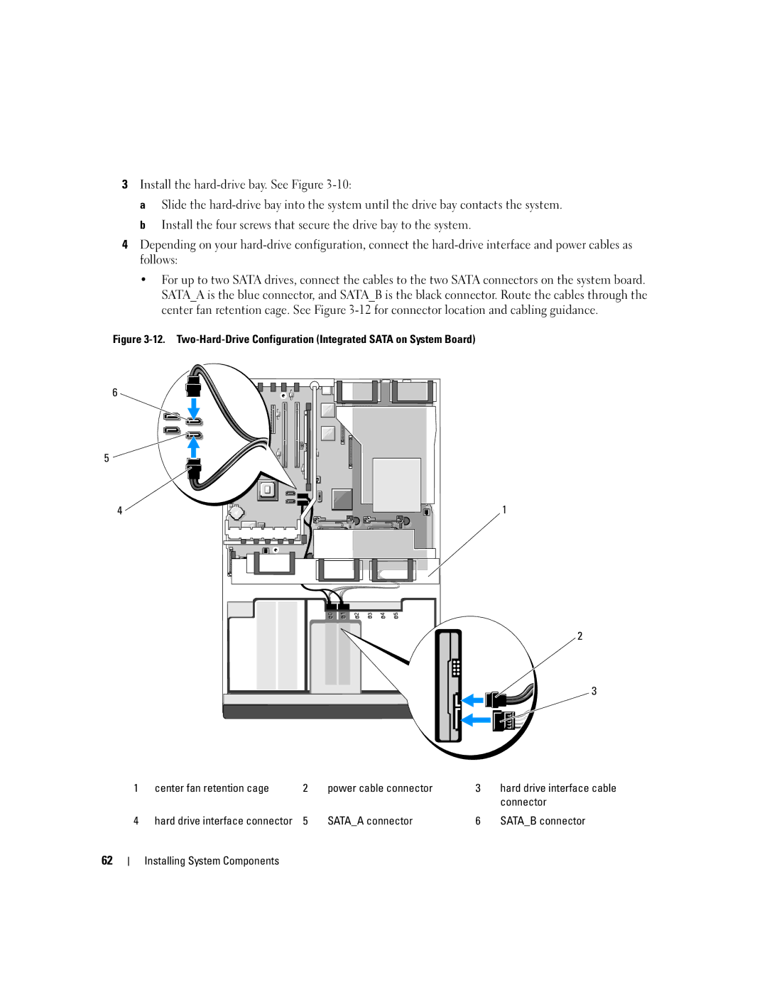 Dell 1900 owner manual Sataa connector Satab connector Installing System Components 