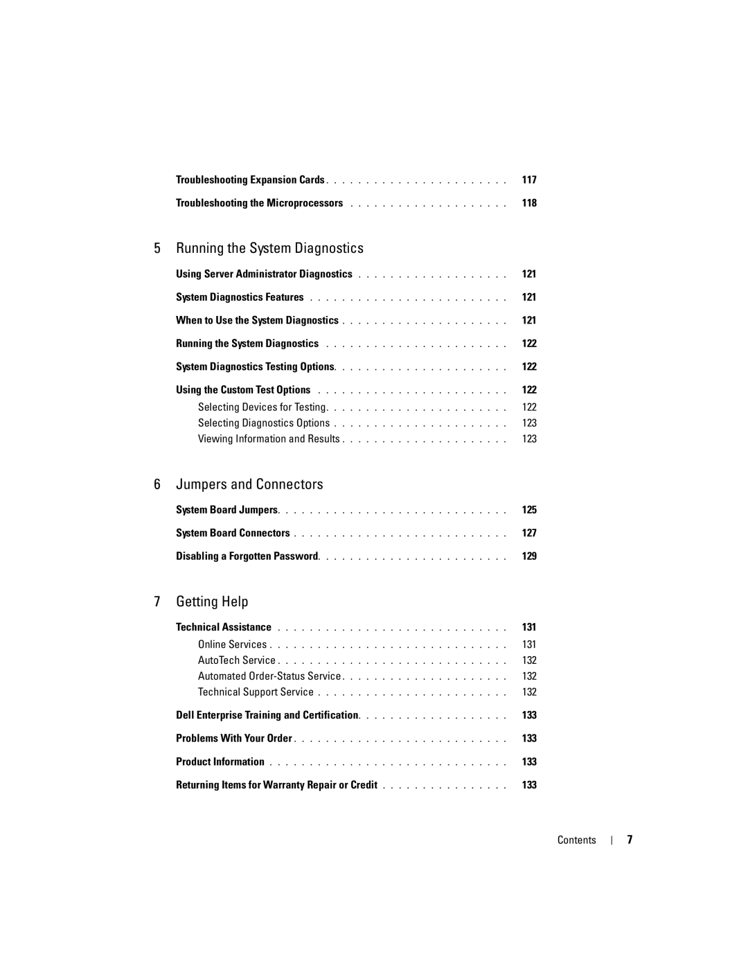 Dell 1900 owner manual 117, 118, Using Server Administrator Diagnostics 121, 122, 123, 125, 127, 129, 131, 132 