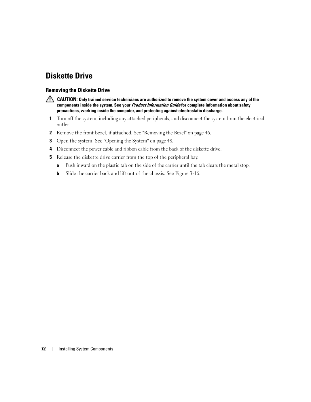 Dell 1900 owner manual Removing the Diskette Drive 