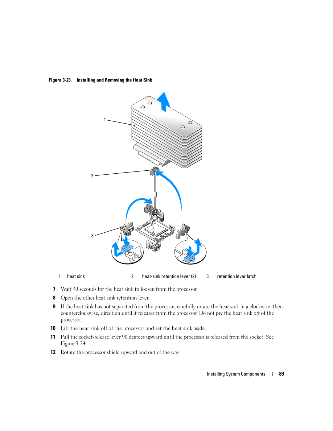 Dell 1900 owner manual Installing and Removing the Heat Sink Heat sink 