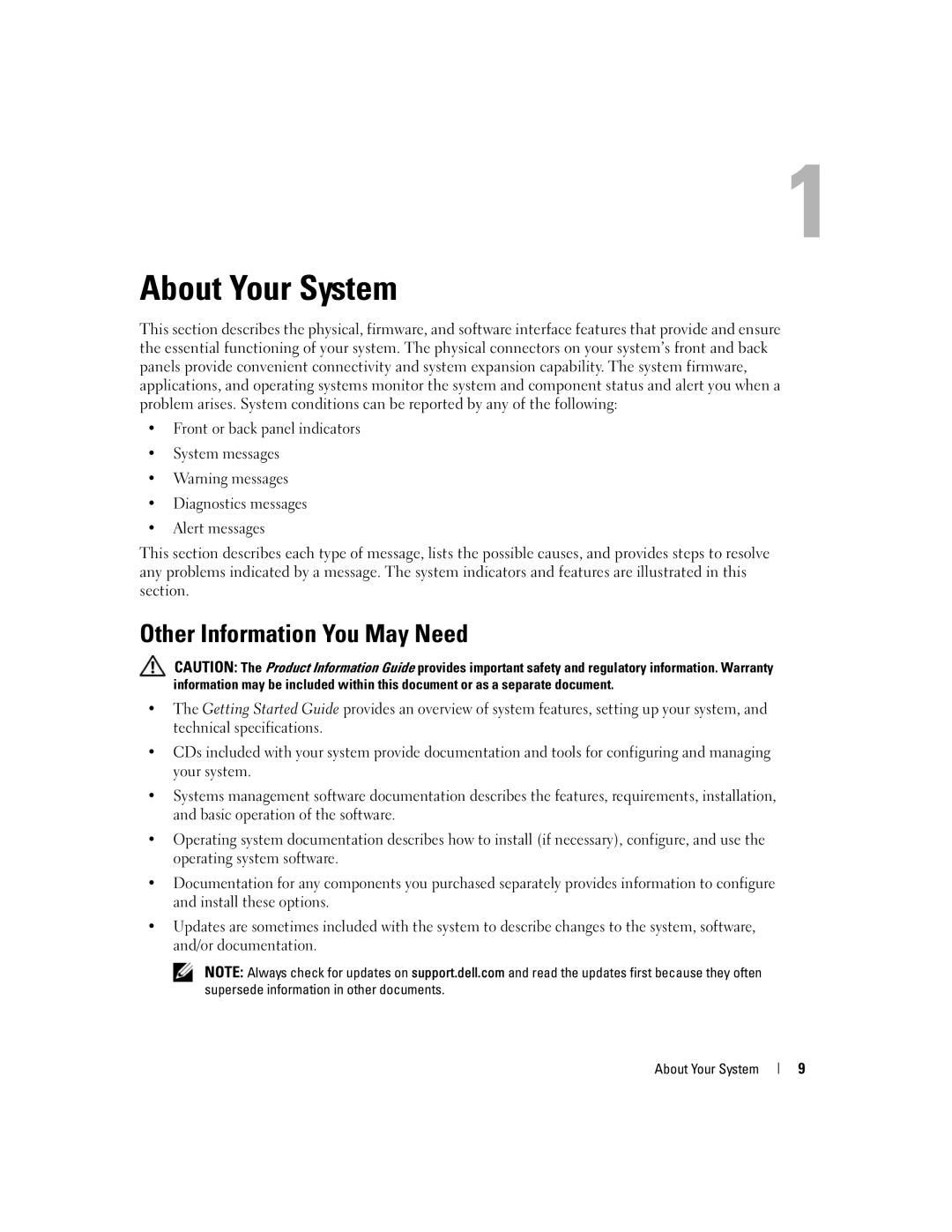 Dell 1900 owner manual Other Information You May Need, About Your System 