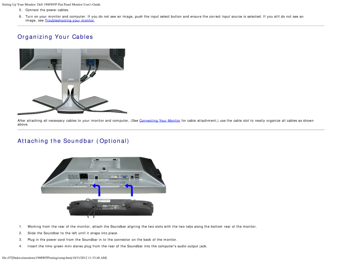 Dell 1908WFP manual Organizing Your Cables 