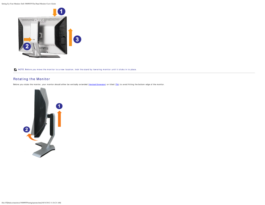 Dell 1908WFP manual Rotating the Monitor 