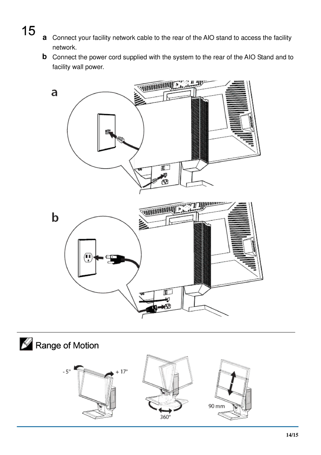 Dell P2210, 1909W, ARAIO manual Range of Motion 