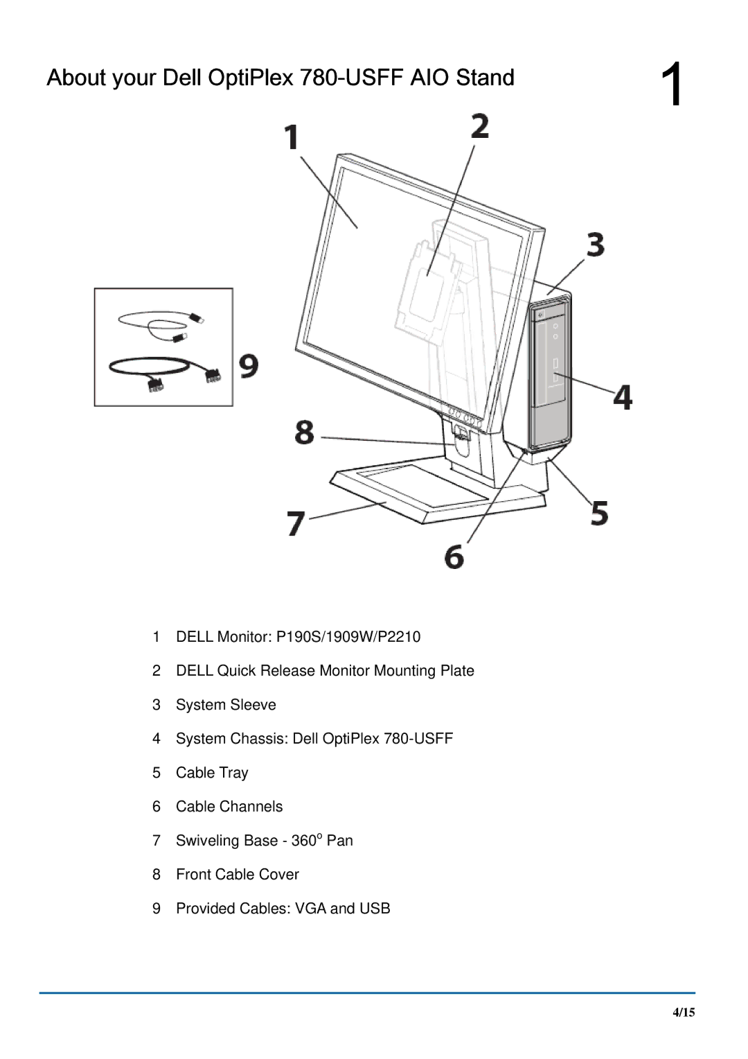 Dell ARAIO, 1909W, P2210 manual About your Dell OptiPlex 780-USFF AIO Stand 