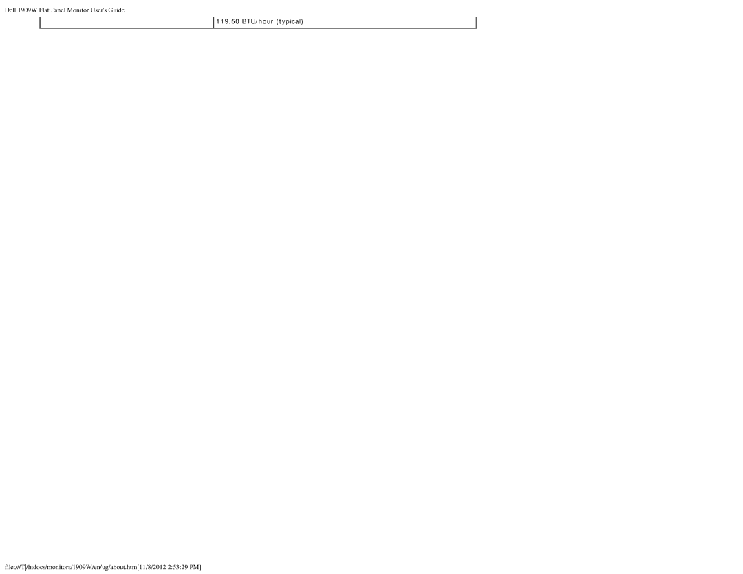 Dell 1909WB appendix 119.50 BTU/hour typical 