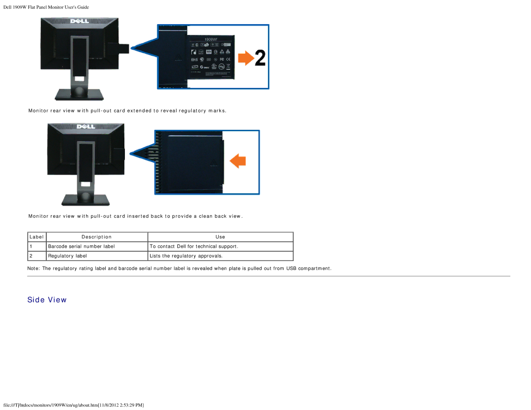 Dell 1909WB appendix Side View 