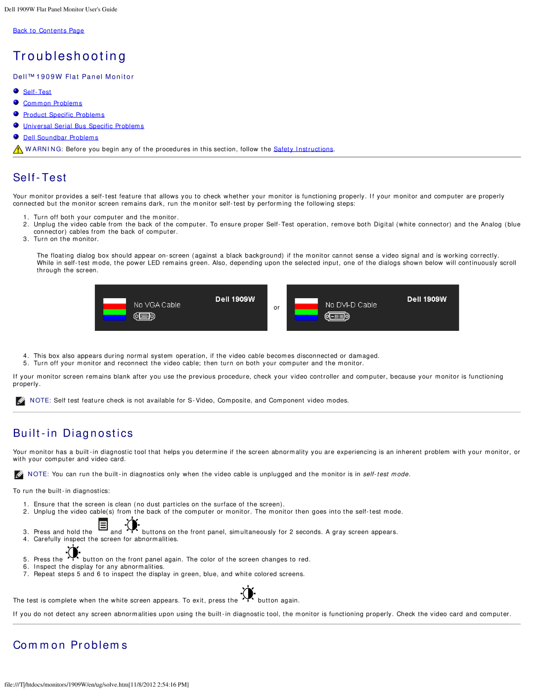 Dell 1909WB appendix Troubleshooting 