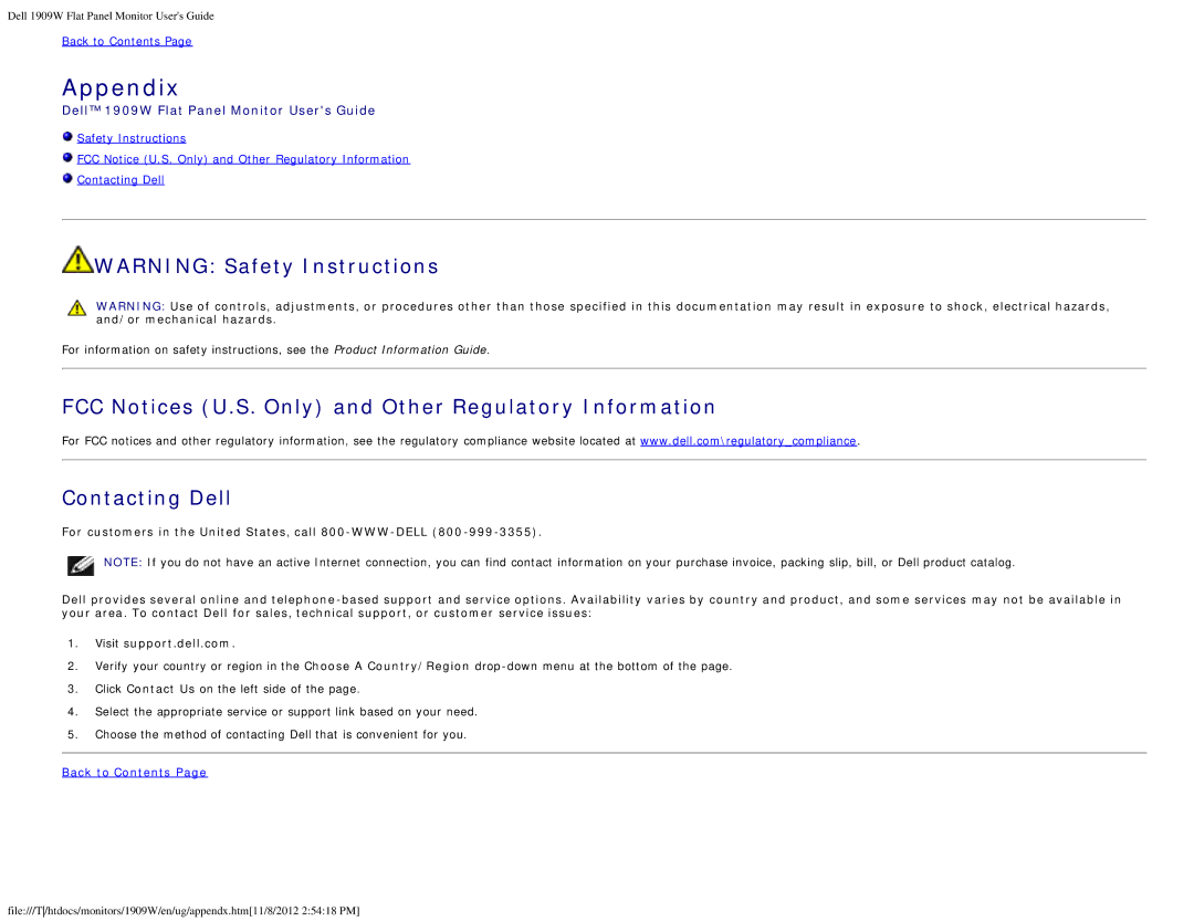 Dell 1909WB appendix Appendix 