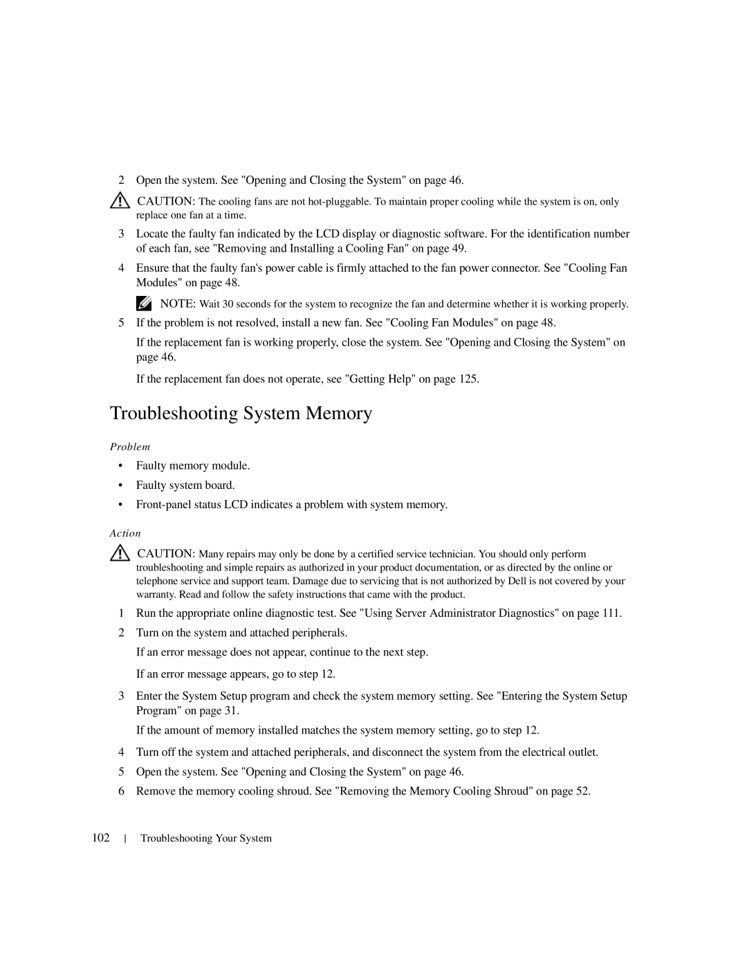 Dell 1950 owner manual Troubleshooting System Memory 