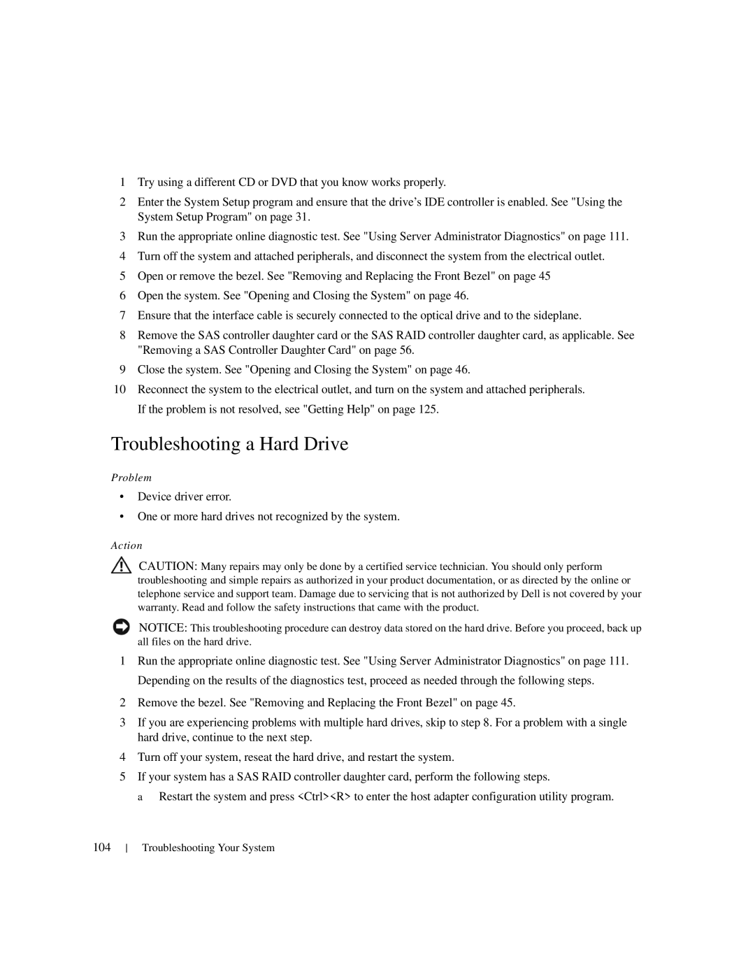 Dell 1950 owner manual Troubleshooting a Hard Drive 