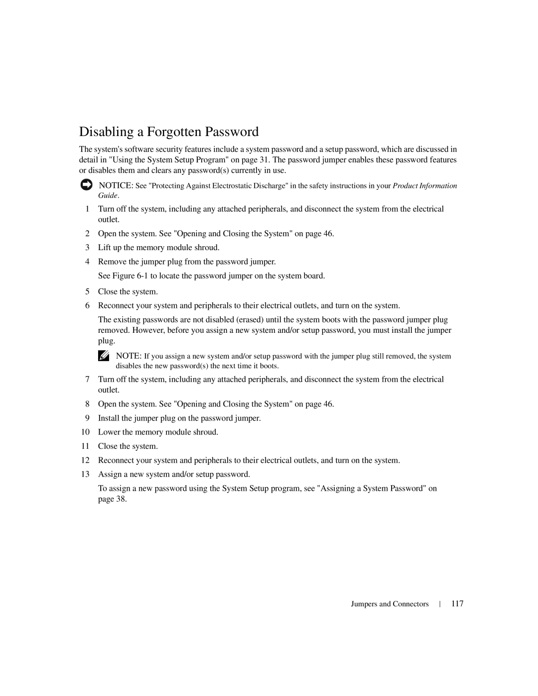 Dell 1950 owner manual Disabling a Forgotten Password, 117 