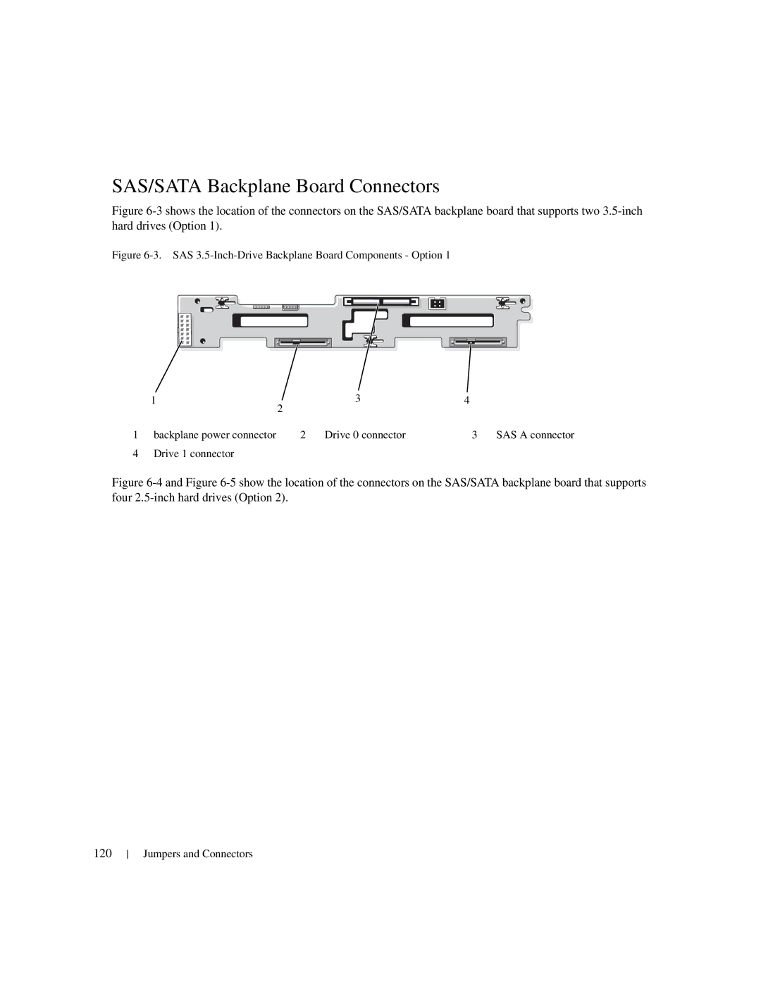 Dell 1950 owner manual SAS/SATA Backplane Board Connectors 